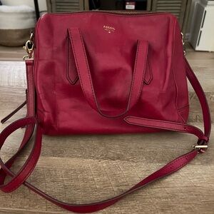Fossil Sydney Satchel in Rare Raspberry